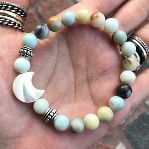 Genuine mother of pearl moon & amazonite beads